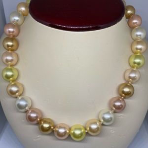14 mm multi pink mother of pearl (shell) necklace